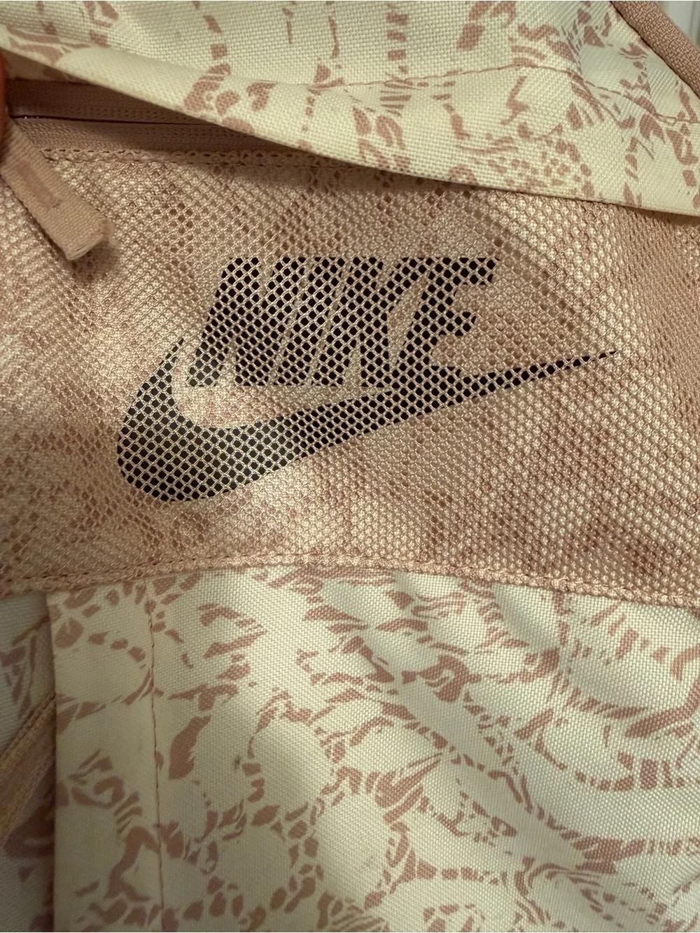 Nike Backpack Cream Pink Abstract Print Mesh Pocket Bookbag School Travel Gym
